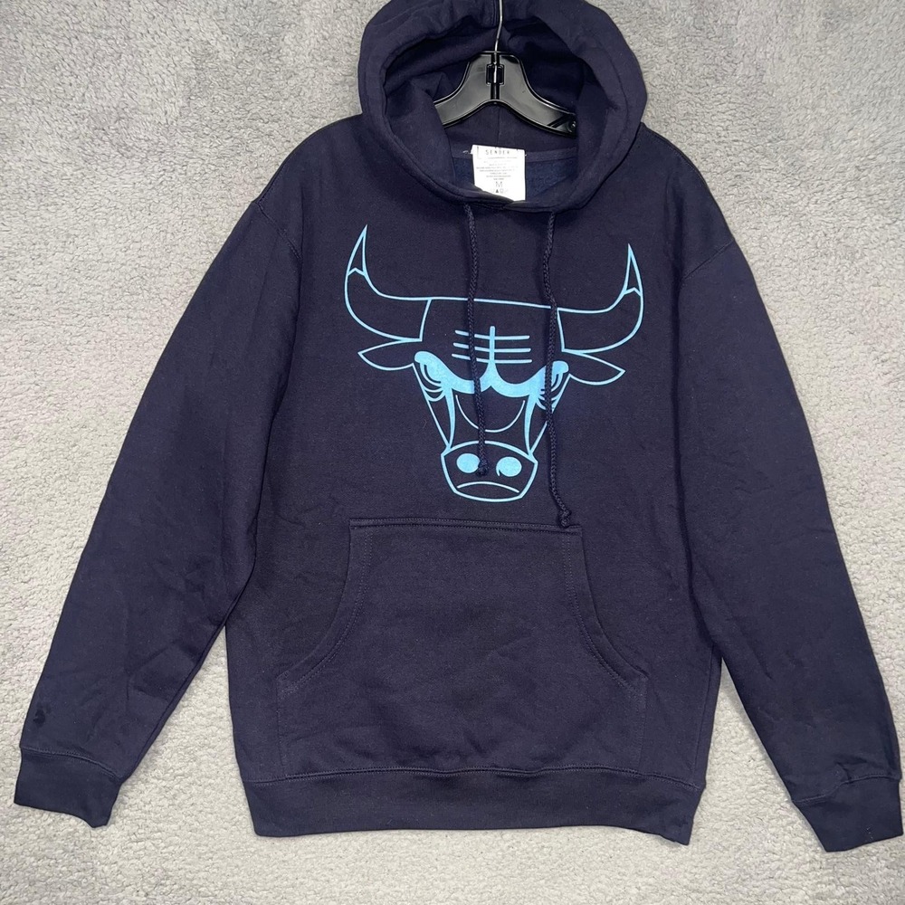 Call Your Mother Chicago Bulls Hoodie Mens Sz M Varsity Blue Pullover Sweatshirt